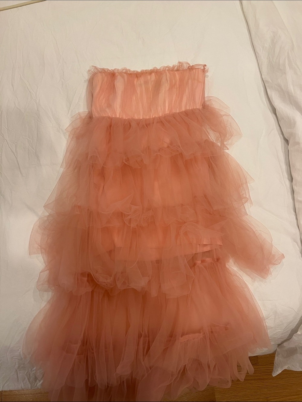 Lovers + Friends Peach Tiered Tulle Maxi Skirt